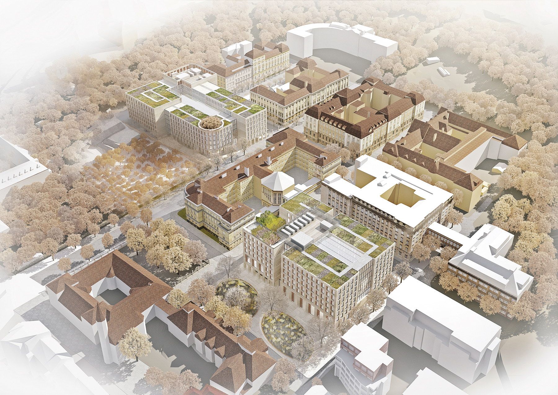 Kampus Univerzity Karlovy doplněný o dvě nová vědecká pracoviště