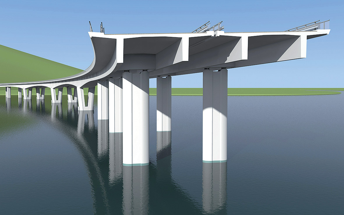 Obr. 3 Příčný řez estakádní částí mostu