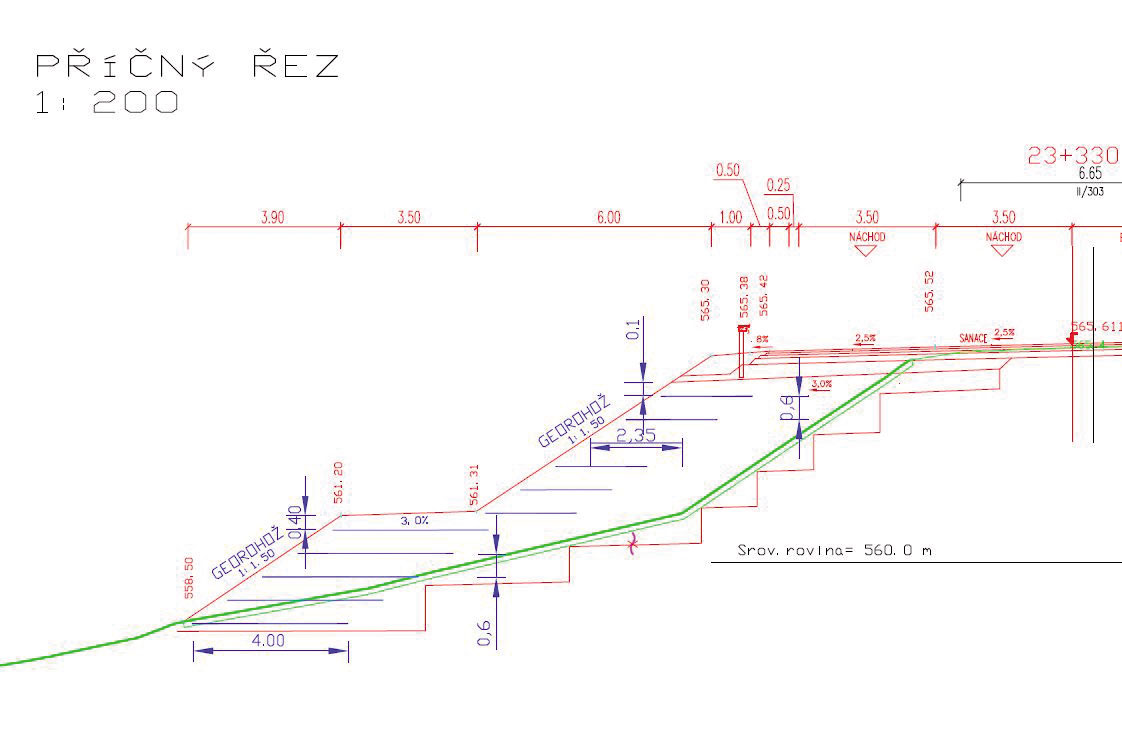 Obr. 4  Příčný řez Broumov – NAUE CLAMP