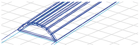 Obr. 3  b) geometrický model světlíků potiskové haly