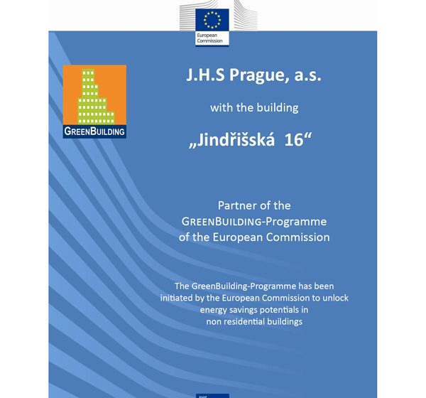 Budovy Jungmanova 15 a Jindřišská 16 v Praze získaly ocenění EU GreenBuilding