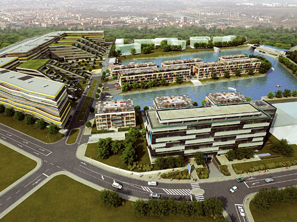 Business park a rezidenční komplex v Libeňských docích
