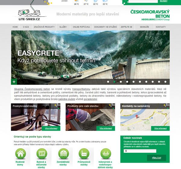Nový produktový web skupiny Českomoravský beton www.lite-smesi.cz